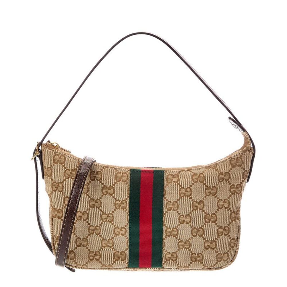 Gucci Lunetta Small Gg Supreme Canvas & Leather Shoulder Bag, Beige